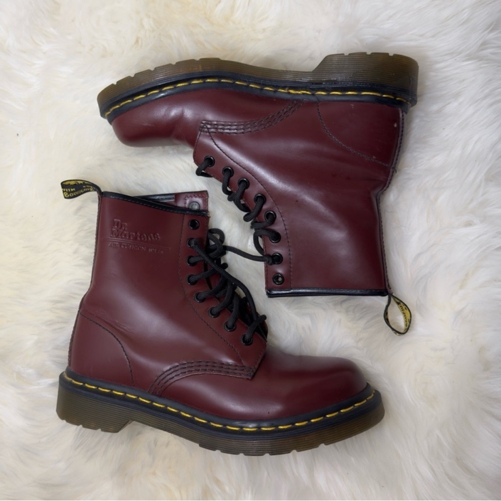 Dr Martens 1460 Classic Women Red Cherry / Maroon Ankle Boots Smooth Leather